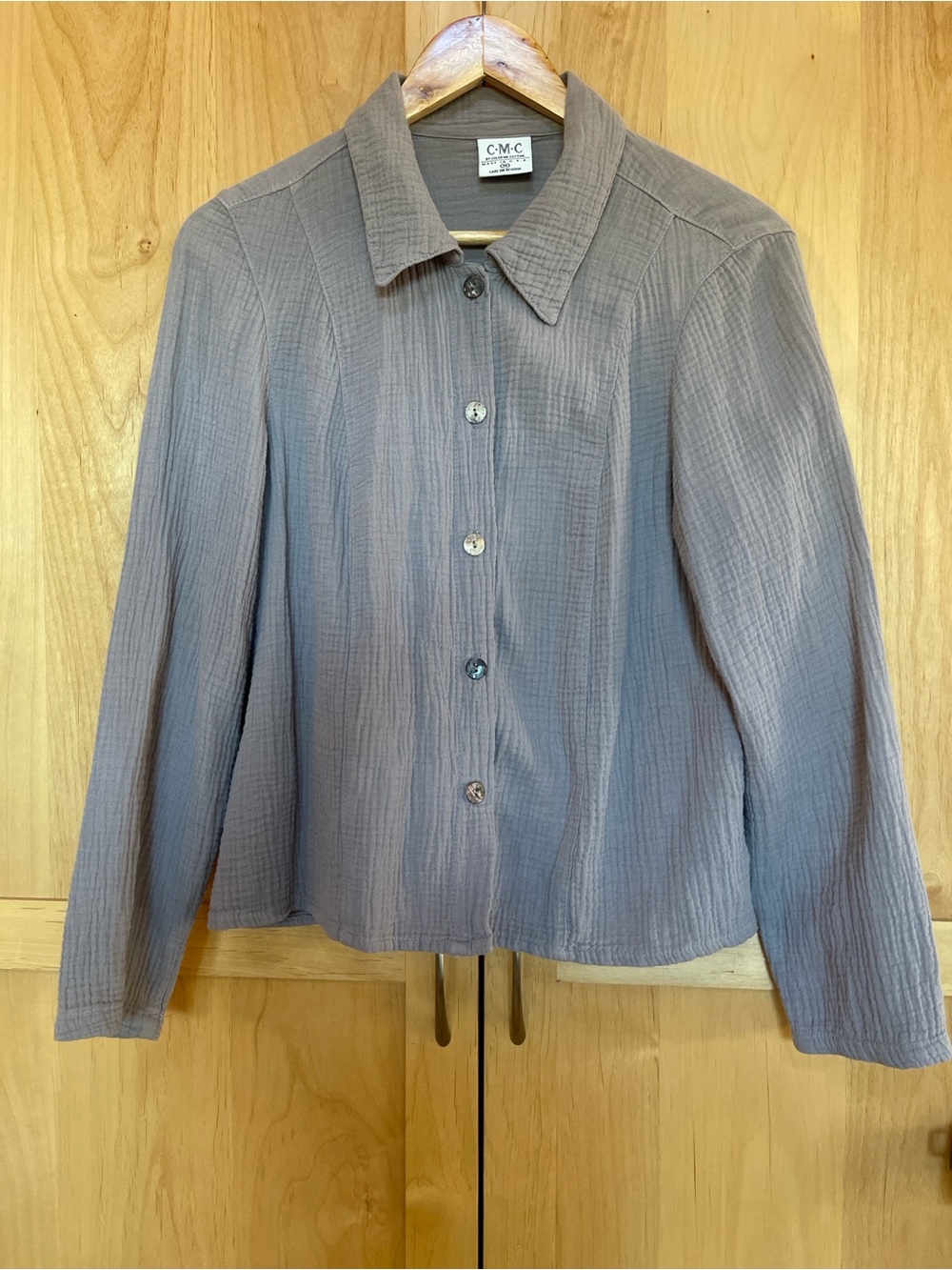 Lightweight Gauze Cotton Button-Up shirt in Taupe